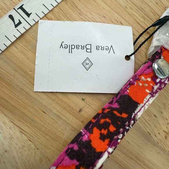 Vera Bradley Iconic In The Loop Keychain Houndstooth Tweed Pattern Pink & Orange - Picture 2 of 9